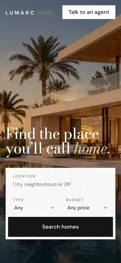 Lumarc Realty website on a phone
