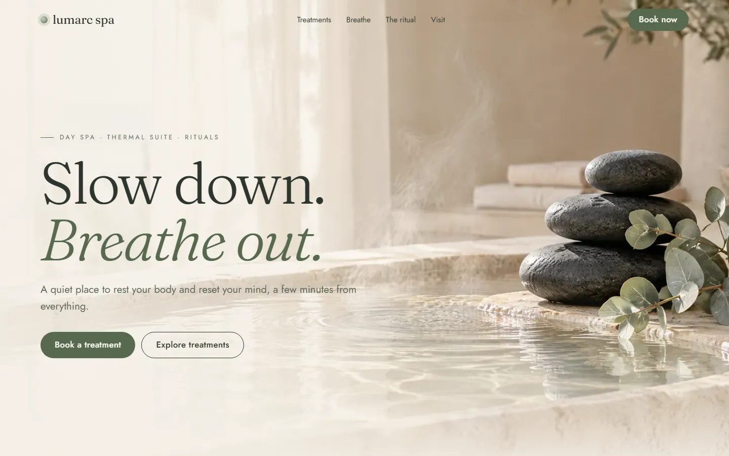 Lumarc Spa website on desktop
